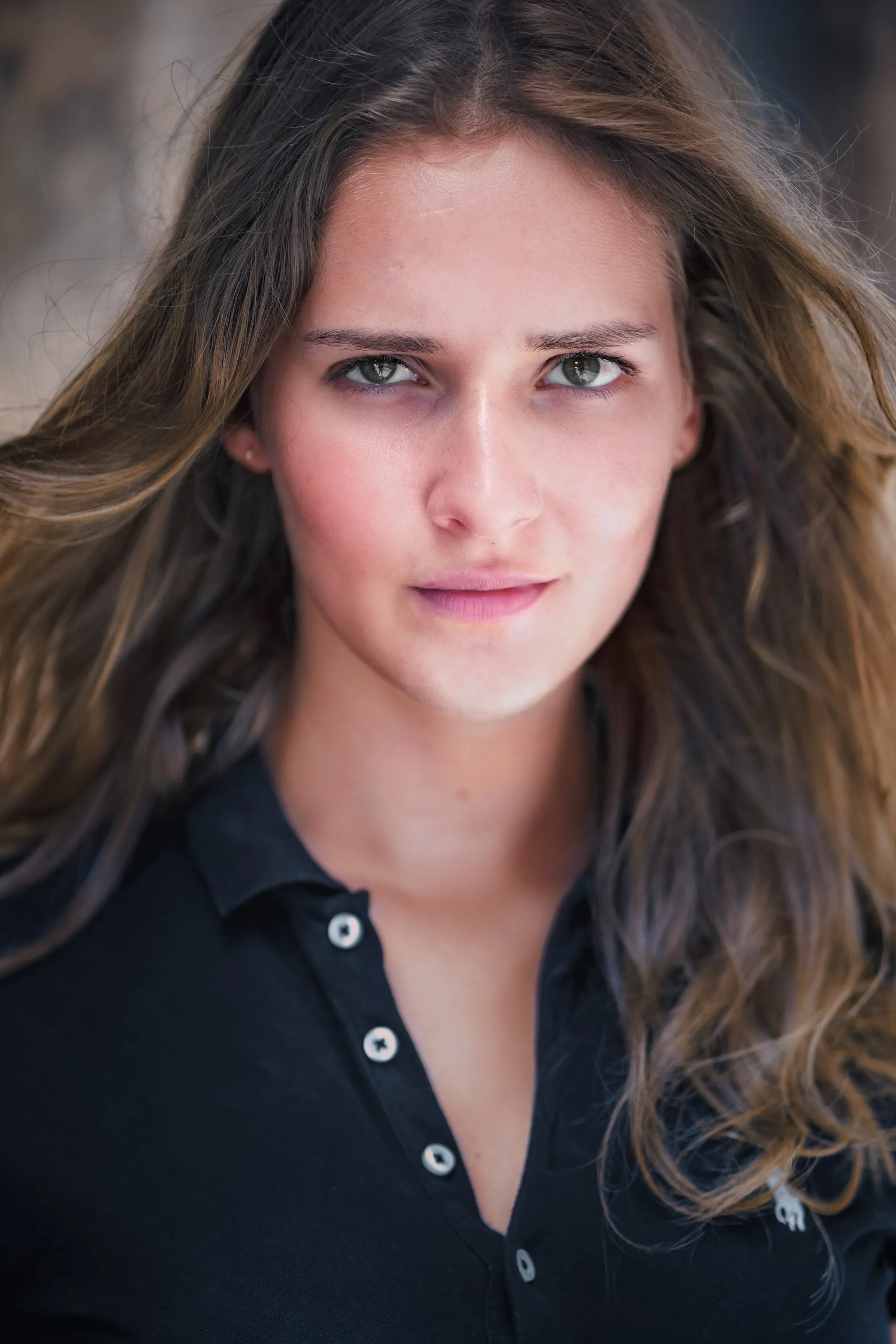 Mariia KO — dramatic close-up portrait with a direct gaze